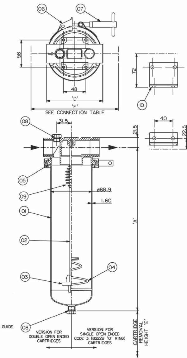 Patronfilter 10" rostfritt SS 316 - Bild 2